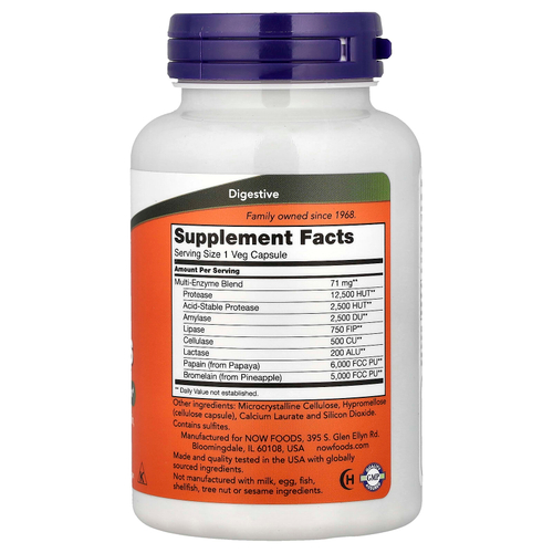 NOW Foods, Растительные ферменты, 120 растительных капсул
