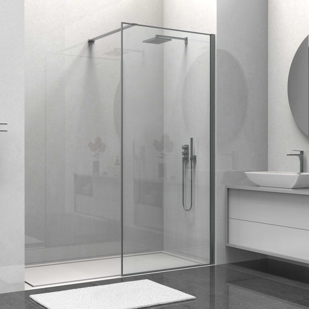 Душевая перегородка Walk-In VSW-1HS100CLGM, 1000*2000, вороненая сталь, стекло прозрачное