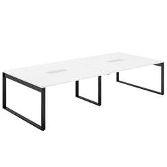 AG.3216.WH.72.AN / Стол для переговоров 3200х1638х750 / профиль О-образный: 70х20 антрацит; лючок: серебро; столешница: белый