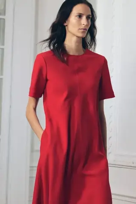 ZARA РАСКЛЕШЕННОЕ ПЛАТЬЕ МИДИ — ZW COLLECTION, КРАСНЫЙ