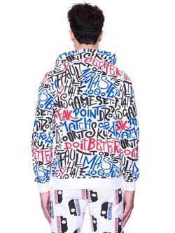 Мужская теннисная кофта Hydrogen Graffiti FZ Hoodie Man - white