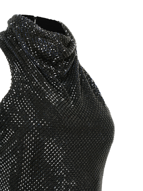 Черное мини-платье из кристаллов