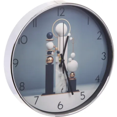 Часы настенные «HOME STYLE» 30см Геометрия, серебристый корпус