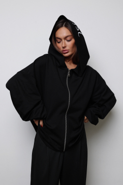 Худи черное с надписью 2SIDES