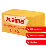 Салфетки бумажные 400 шт. 24х24 см "Big Pack" жёлтые 100% целлюлоза LAIMA (4 штуки в упаковке)