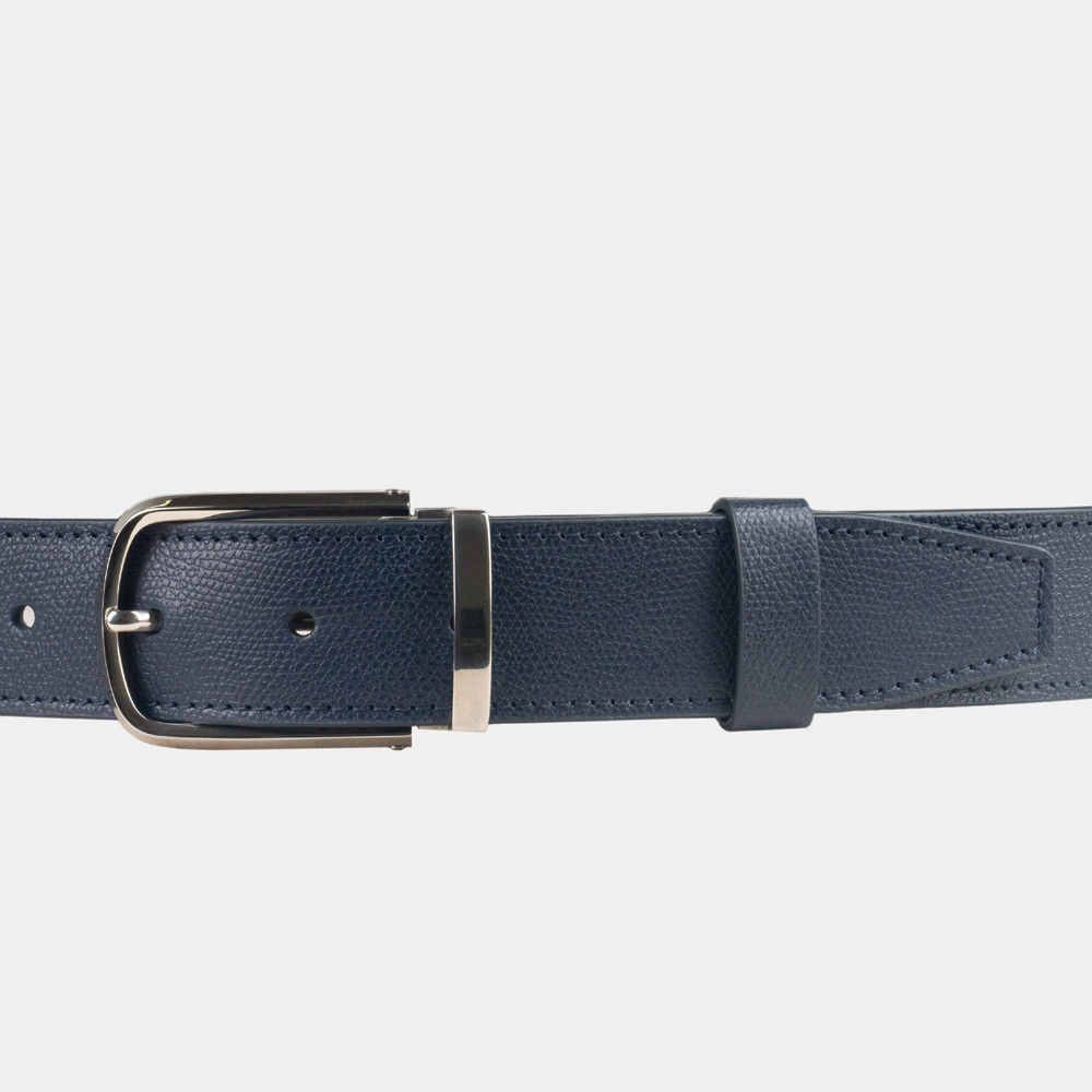 Ремень 38мм из кожи сафьяно, синего цвета
