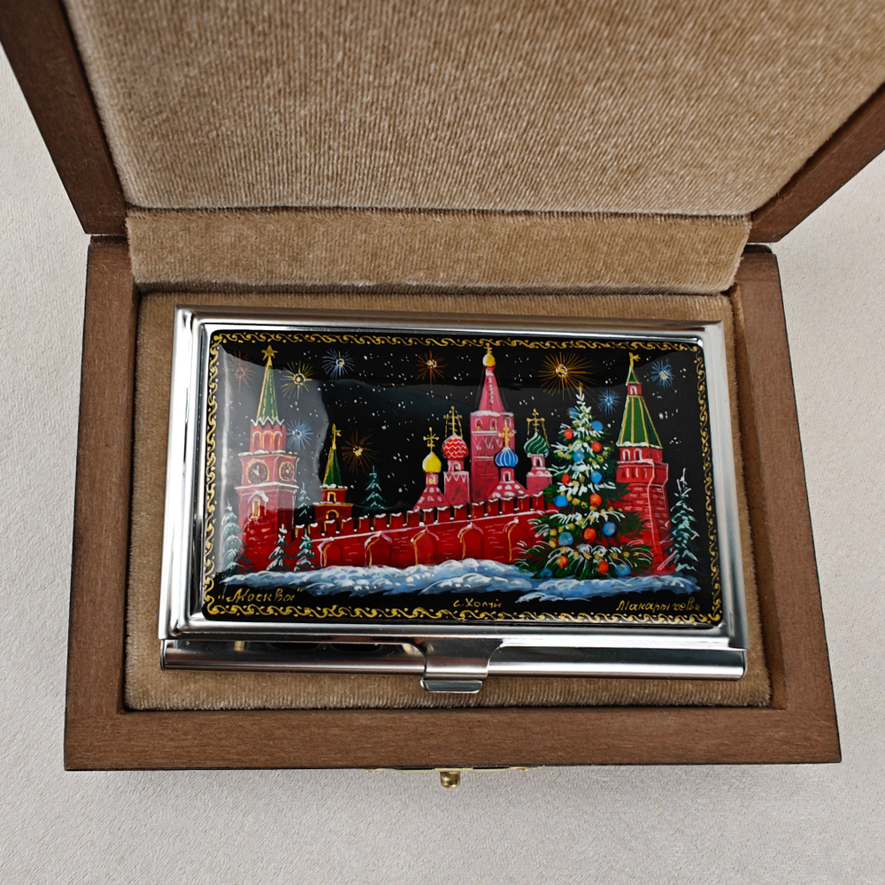 Визитница "Кремлевская елка" (роспись Палех)