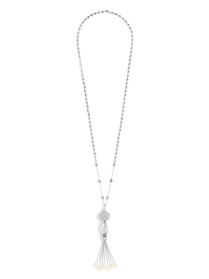 Колье "Round Shine Brush Pearl" Silver