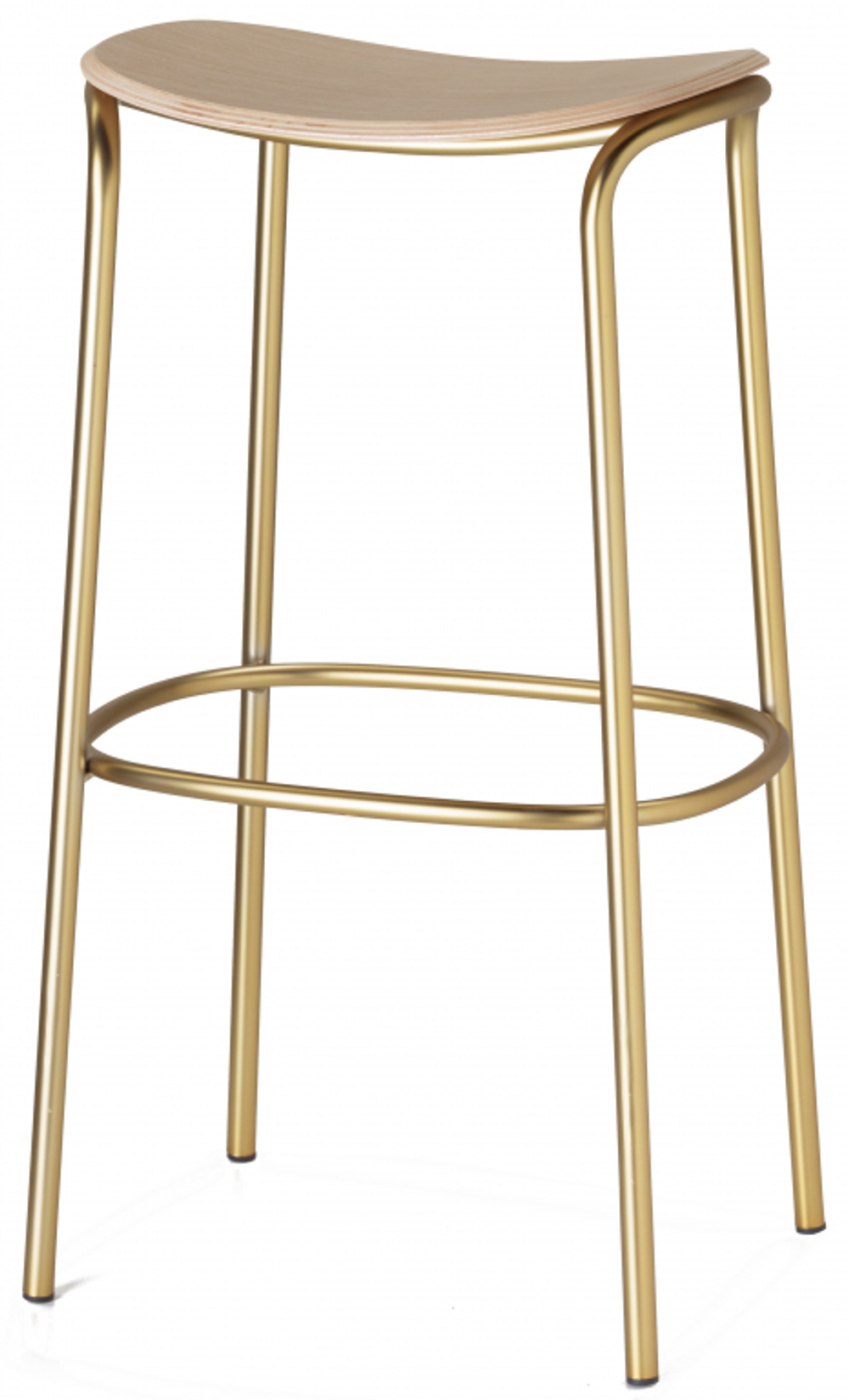 Табурет деревянный полубарный Scab Design Trick Wood, матовое золото, натуральный дуб