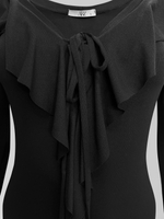 Платье ARZ 1204 длинное однотонное с расклешенными рукавами и рюшами