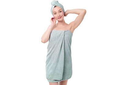 Набор полотенец Home One 25х65 (тюрбан), 70х140, микрофибра, голубой