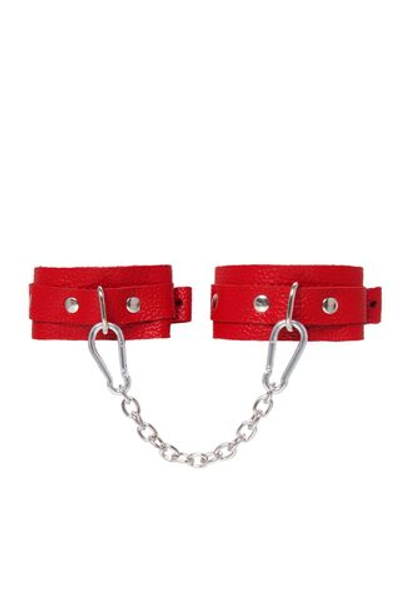 Красные кожаные узкие оковы со скруглёнными углами