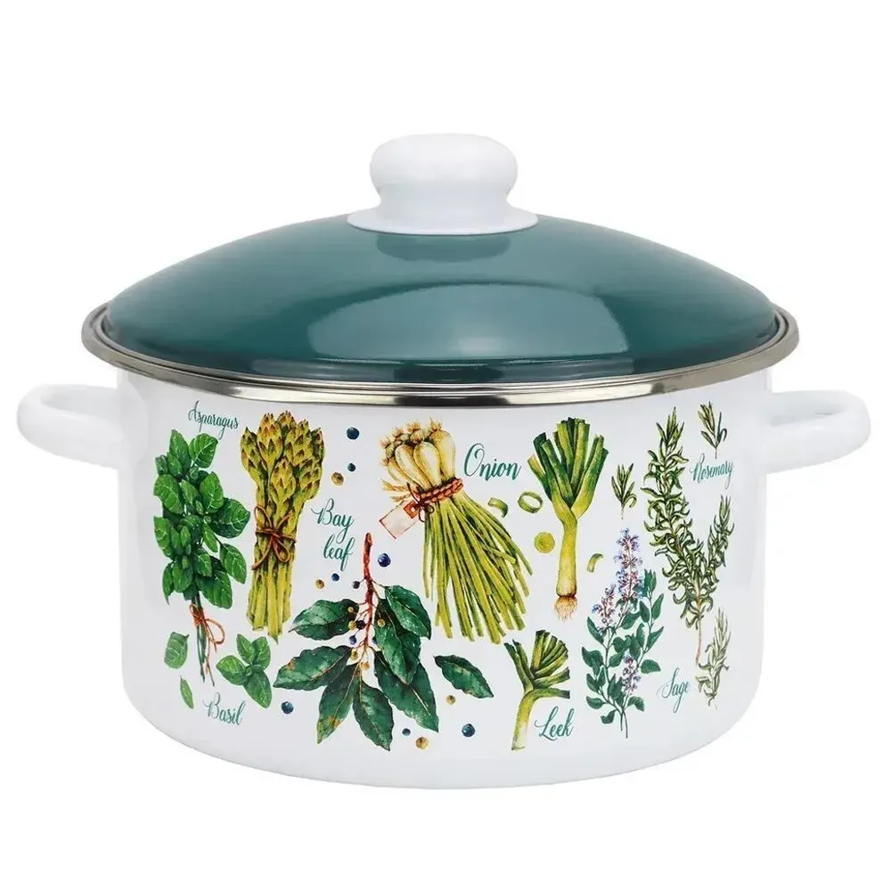 Кастрюля эмал цил Пряные травы 4,0л мет/об Кастрюля эмал цил Пряные травы 4,0л мет/об