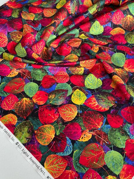 Отрез 0,3м - ЯРКИЕ ЛИСТЬЯ, 100% хлопок 4