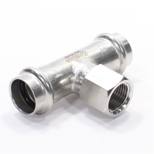 Тройник 22-1/2"-22, WAAG Heavy Inox, пресс-резьба, нар., сталь нержавеющая