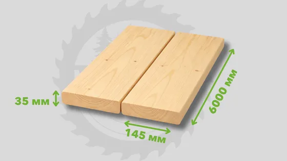Доска хвойных пород профилированная АВ 145*35*6000 R3 влажность 14%±2%