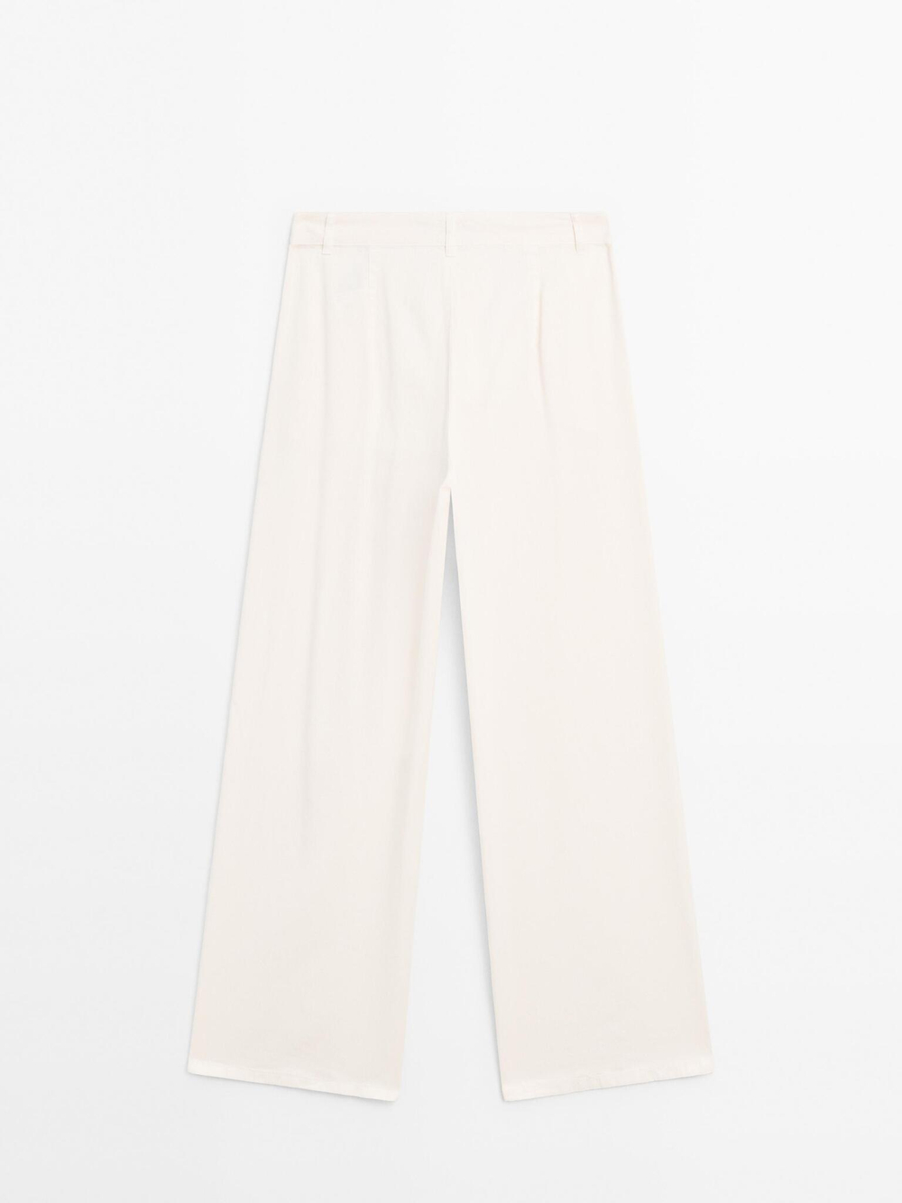 Massimo Dutti Широкие брюки с двойными защипами, белый