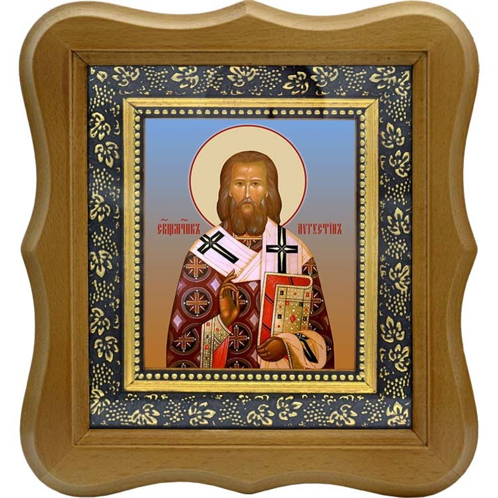 Августин (Беляев) священномученик, архиепископ Калужский. Икона на холсте. В киоте 10 х 12 см.