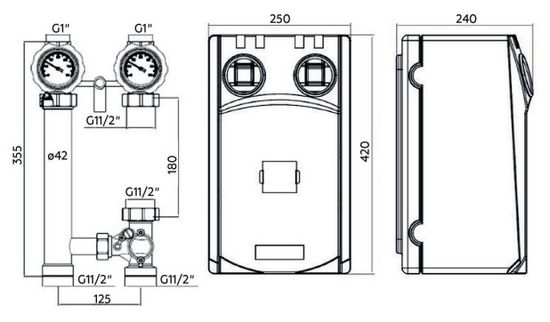 Насосная группа Rommer 1" левая с 3-х ходовым приводным смесителем (RDG-1003-012501)