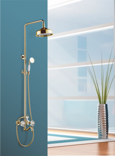 09062-E Двухвент  душевой рейлинг ЗОЛОТО  "GANZER"  (4/1шт)