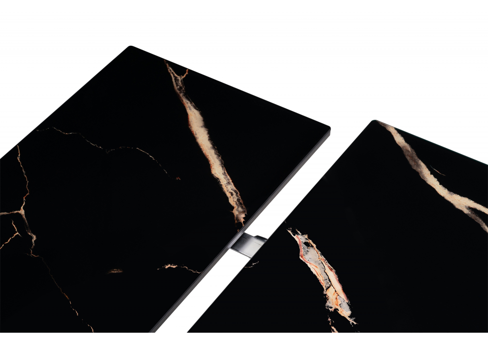 Стол стеклянный Woodville Торвальд 140(200)х80х77 обсидиан, черный