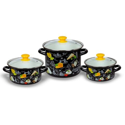 Набор эмалированной посуды 6 пр, кастрюли 1.5,2.3,5 л, Керчь, Сыр-5-1-Экстра, корич