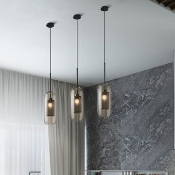 Стеклянный светильник подвес в стиле лофт  CATCH-AMBER