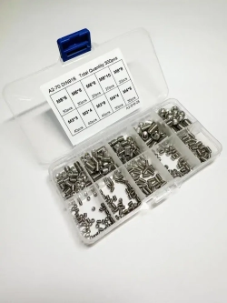 Набор гужонов M3 M4 M5 M6 M8 300 предметов в пластиковом кейсе. Винты без шляпки, винт без головки.