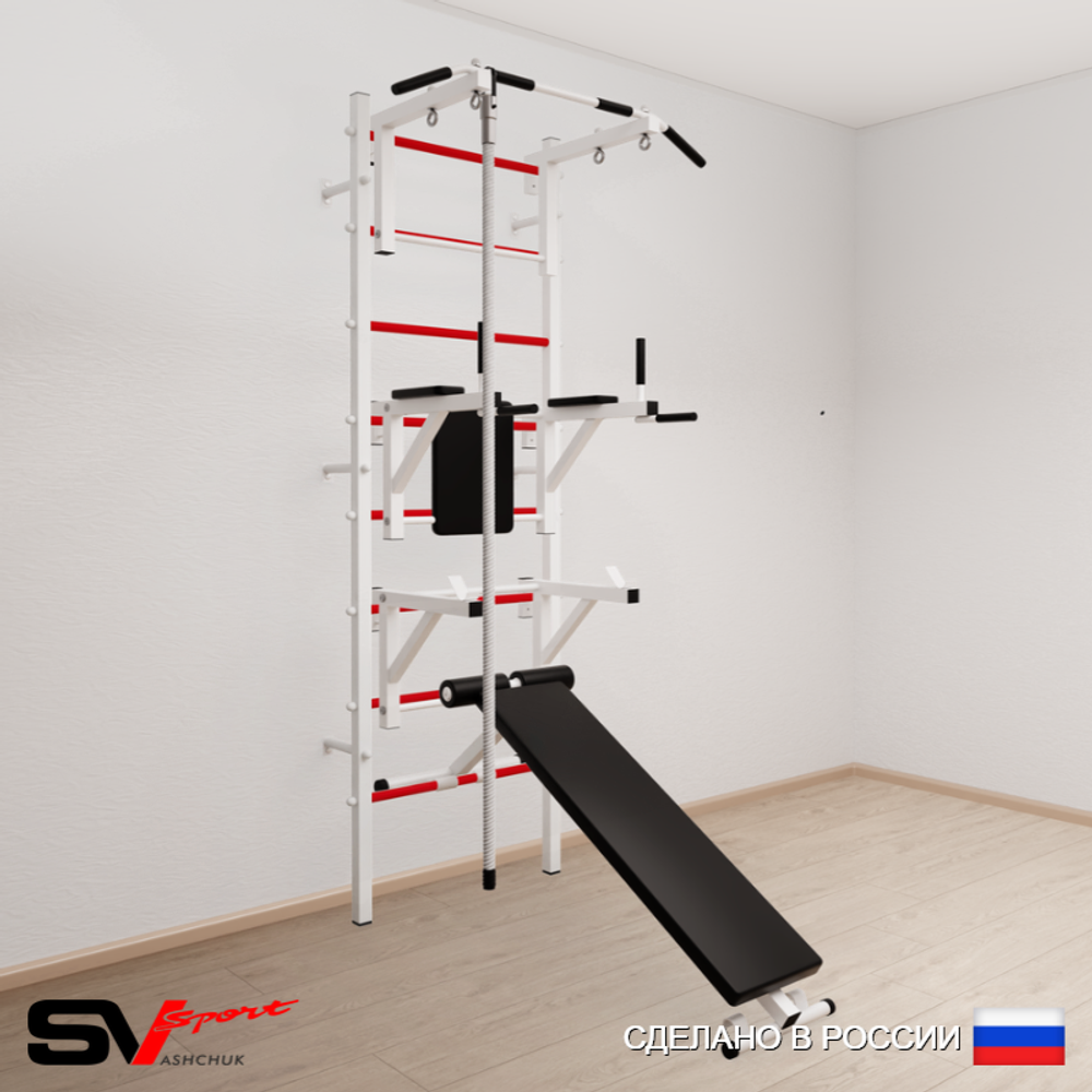 Шведская стенка Sv Sport усиленная 690 (Турник стандарт/Брусья/Стойка/Скамья/Канат)