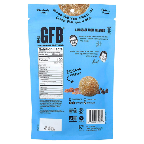 The GFB, Cookie Bites, печенье с шоколадной крошкой, 113 г (4 унции)