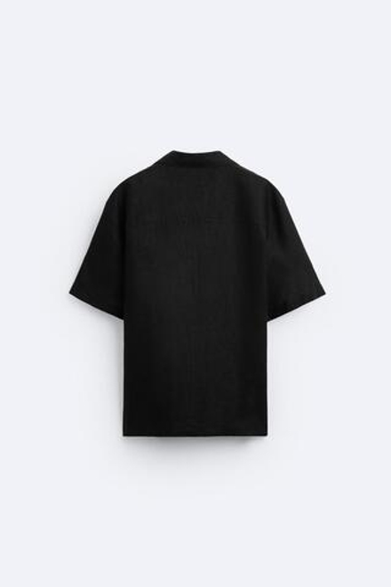 ZARA РУБАШКА ИЗ 100% ЛЬНА, ЧЕРНЫЙ