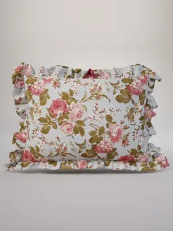 Декоративная наволочка с рюшами, оборками "Прохоровская роза(новая)" 40х60 см, 1 шт, без молнии