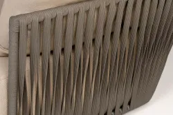 "Форли" диван 2-местный плетеный из роупа, каркас алюминий светло-серый (RAL7035) муар, роуп серо-коричневый 23мм, ткань Mossle бежевая