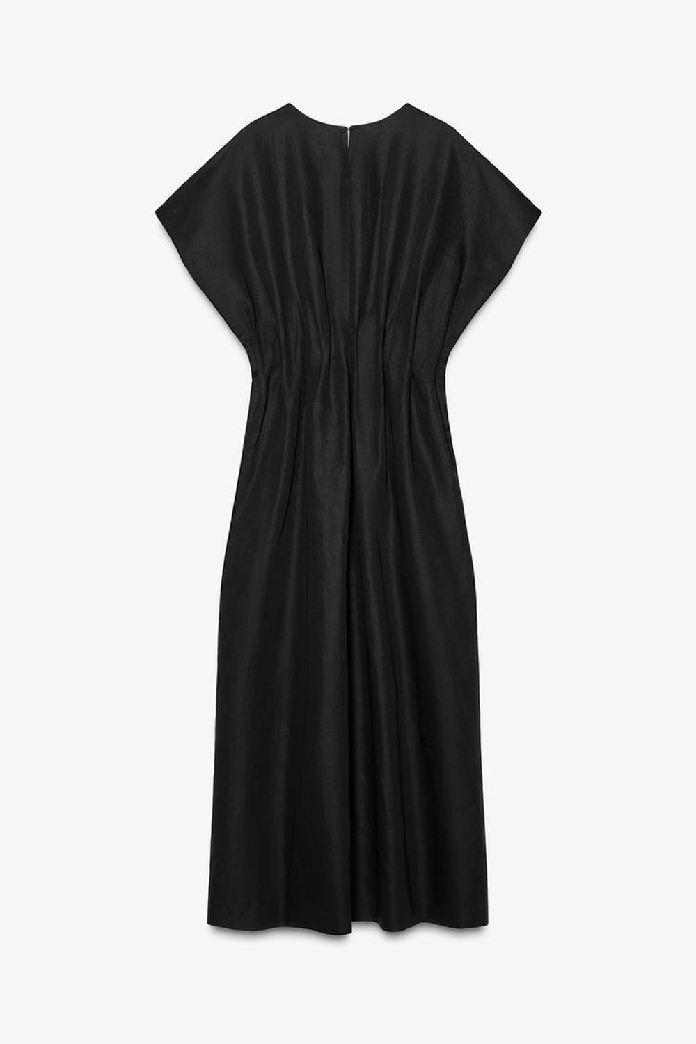 ZARA ПЛАТЬЕ МИДИ СО СБОРКАМИ — ZW COLLECTION, ЧЕРНЫЙ