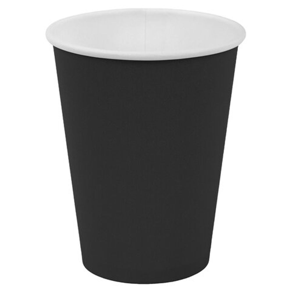 Стакан одноразовый бумажный 350/410 мл, D 90 мм, черный, КОМПЛЕКТ 1000 шт., холодное/горячее, WELDAY (ВЭЛДЭЙ), 702692