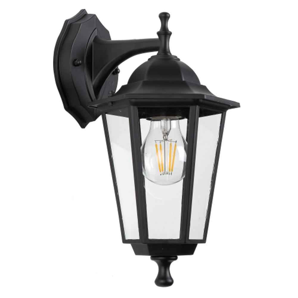 Светильник уличный настенный ЭРА «Веледа» GBW-104-1-BL-0360 230В Е27 IP54 чёрный вниз | Садово-парковые светильники