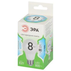 Лампа светодиодная ЭРА GREEN LINE LED A60-8W-840-E27 GL 8Вт груша яркий белый свет E27