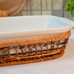 Форма для запекания 35,5*18*5см 1,5л прямоугольная, с ротанговой корзинкой