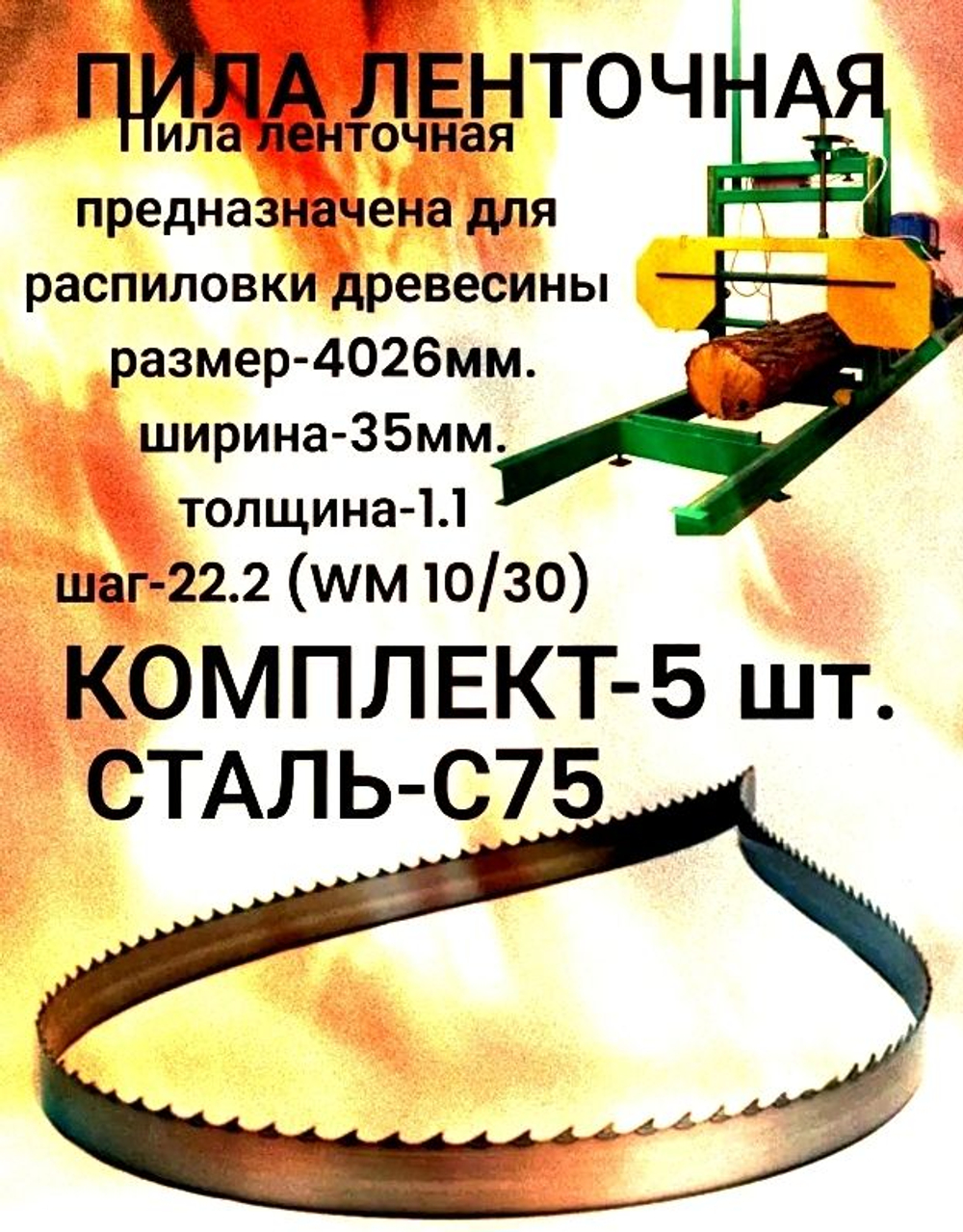 Пила ленточная по древесине 35x1.0x4268 мм, шаг 22.2 WM 10/30