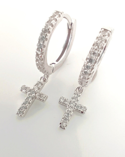 Серьги серебряные Эстерелла, 925 проба, родированные, с фианитами/Ф