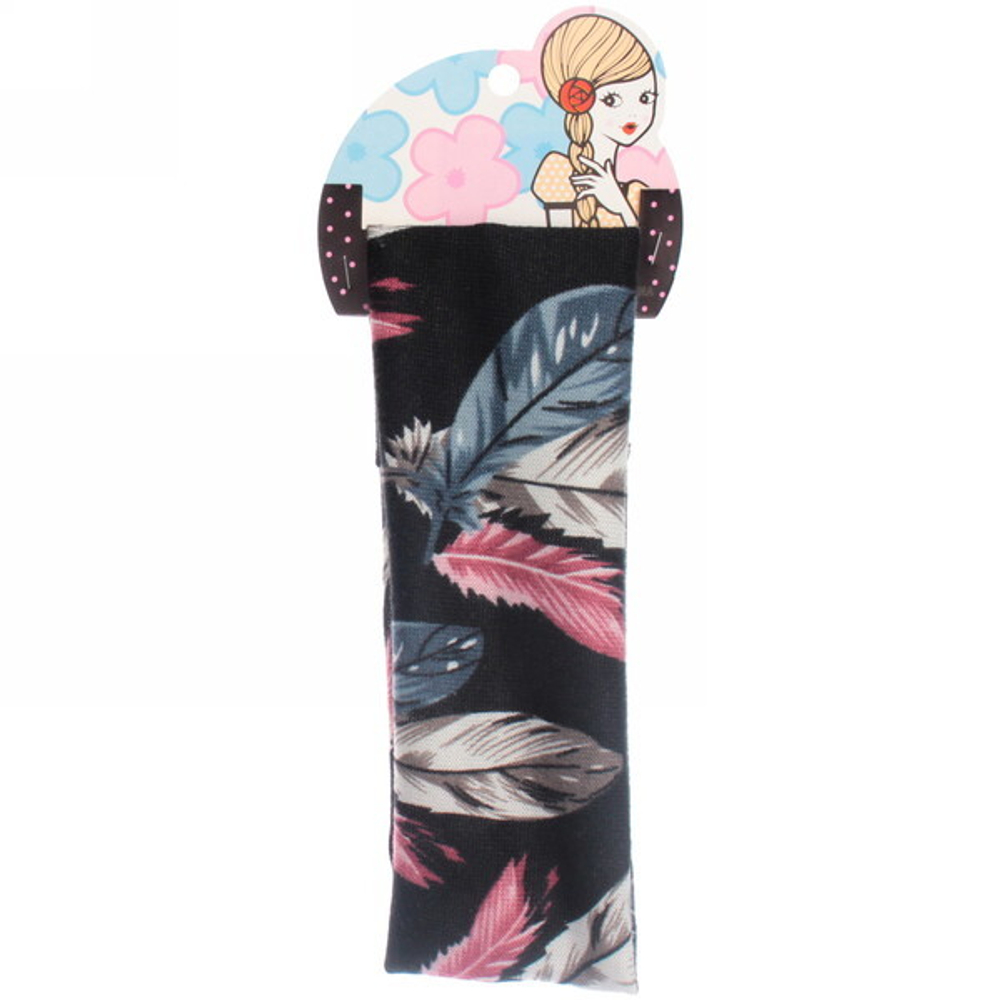 Повязка на голову «Britney Room», принт перо, микс 6 цветов, 20*7см