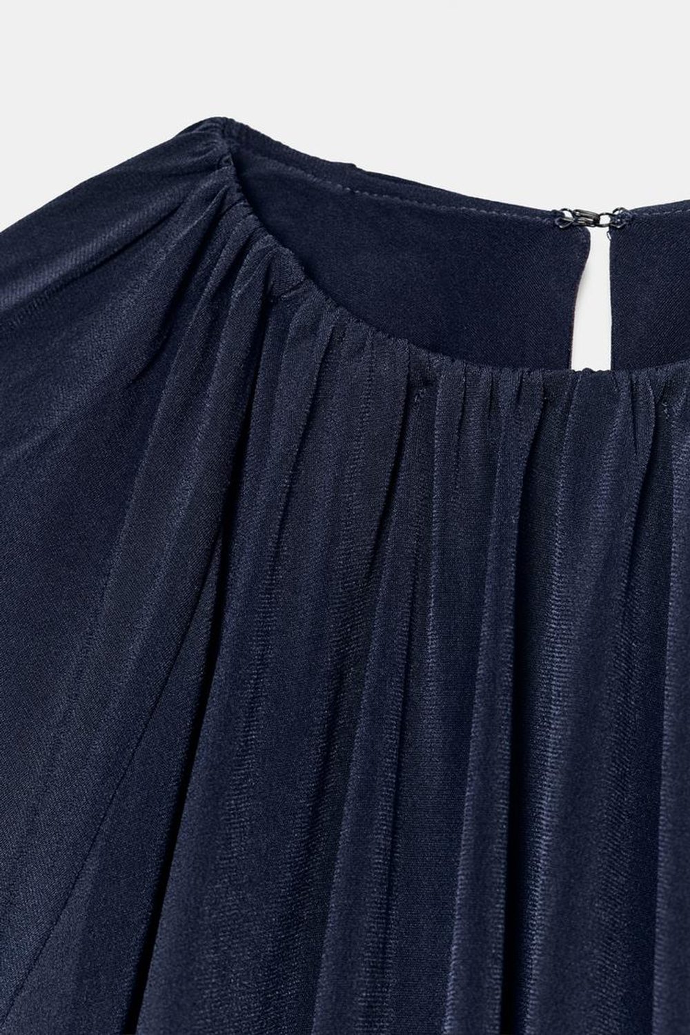 ZARA ТОП С ОБЪЕМНЫМИ РУКАВАМИ И РАЗРЕЗАМИ, СИНИЙ