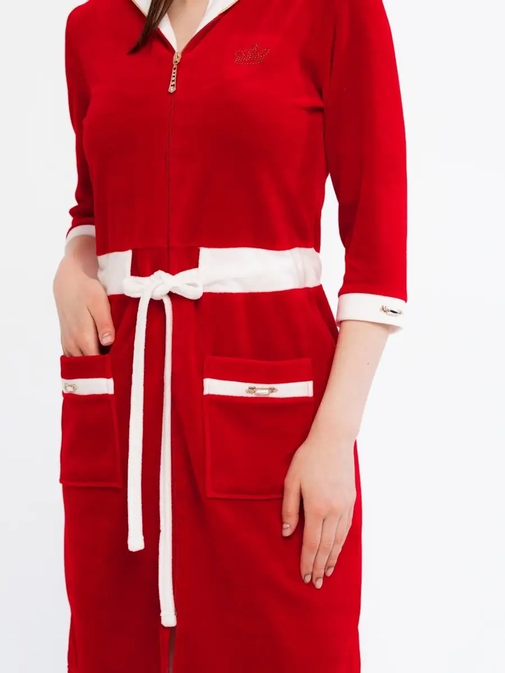 Халат велюровый молодежный с капюшоном