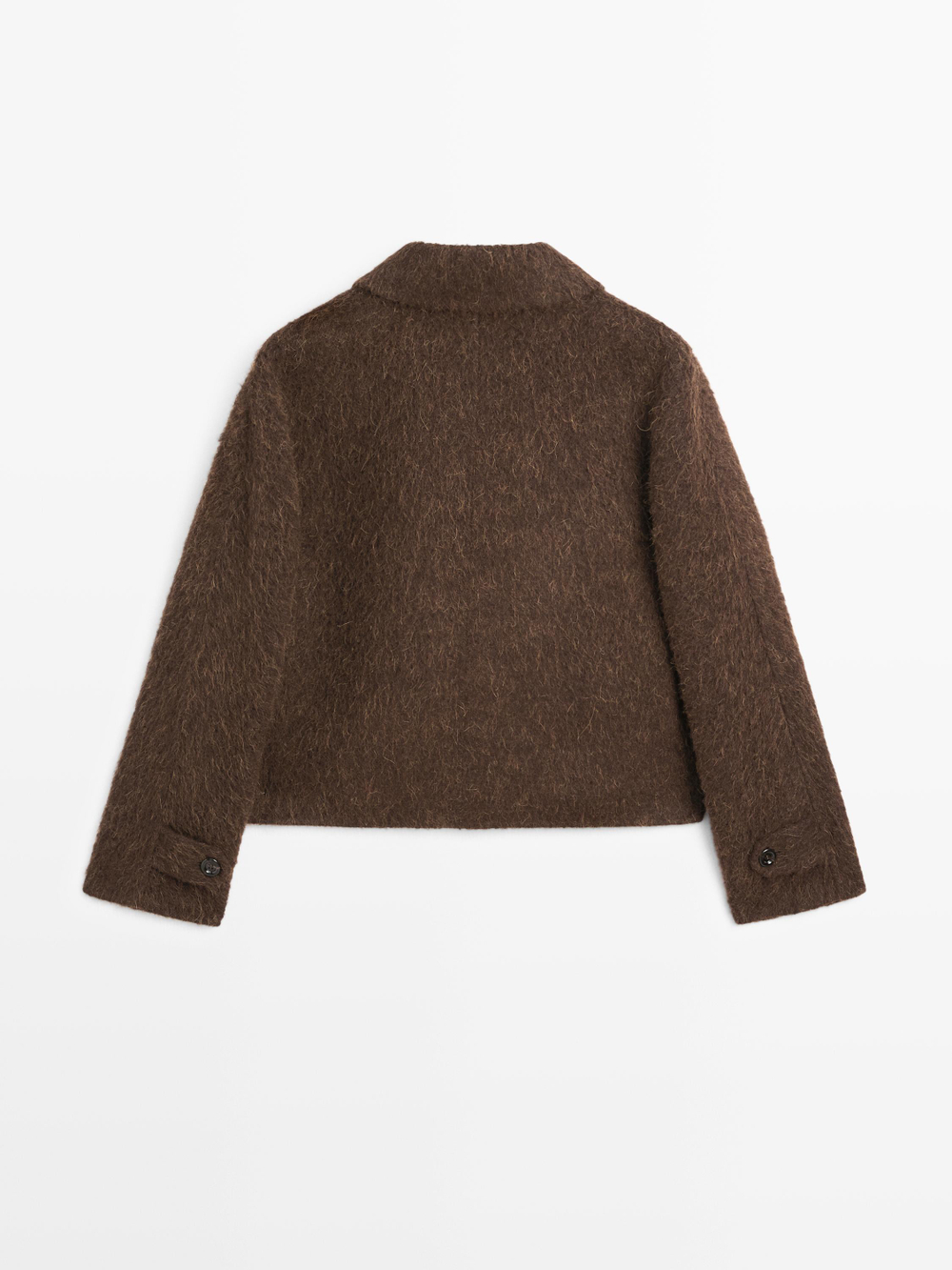 Massimo Dutti Кардиган из шерсти альпака с рубашечным воротником, темно-зеленый