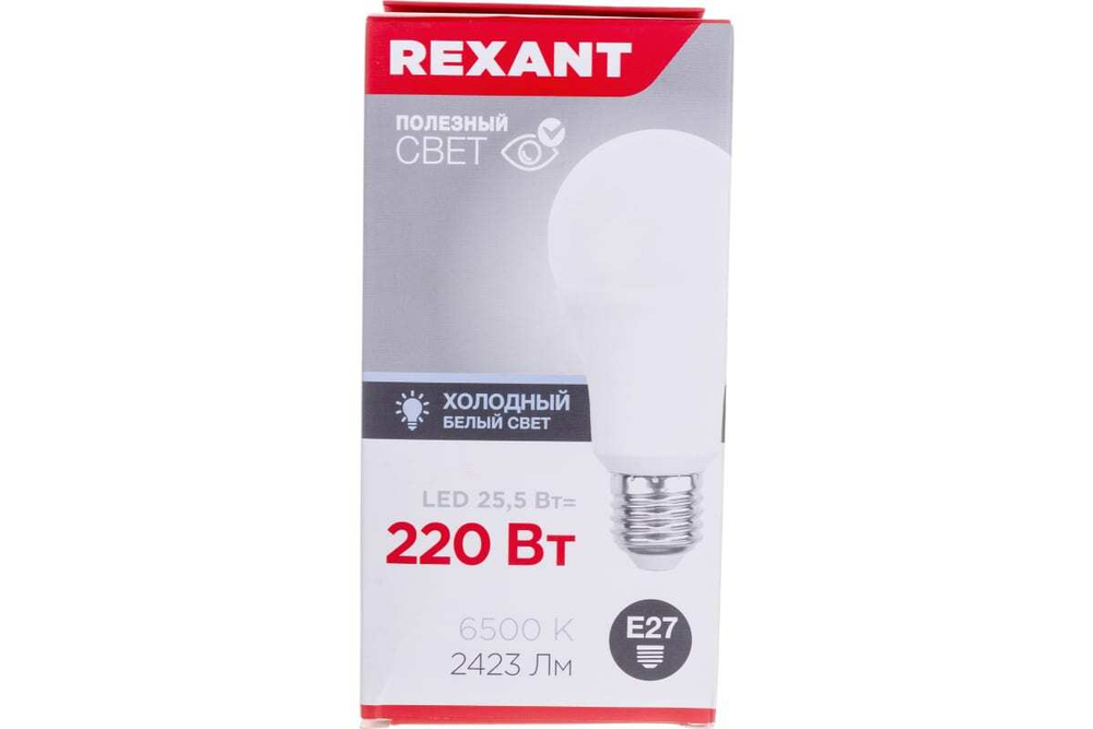 Светодиодная лампа REXANT Груша A80, 25,5 Вт, E27, 2423 Лм, 6500 K, холодный свет 604-202
