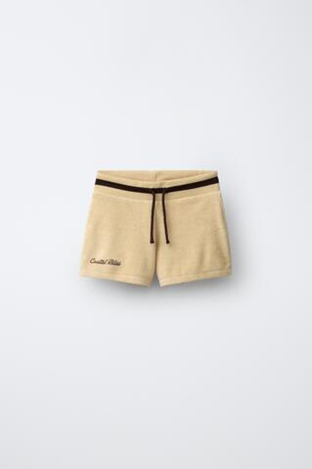 ZARA ШОРТЫ ИЗ МАХРОВОЙ ТКАНИ С ПРИНТОМ «ГИБИСКУС», РЫЖЕВАТО-КОРИЧНЕВЫЙ