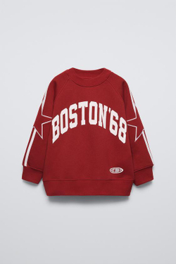 ZARA ТОЛСТОВКА VARSITY, КРАСНЫЙ