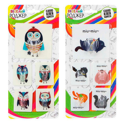 Крючки самоклеющиеся 1шт 7,5*8см, 4шт 5*4, ПВХ, 2диз (440-355)