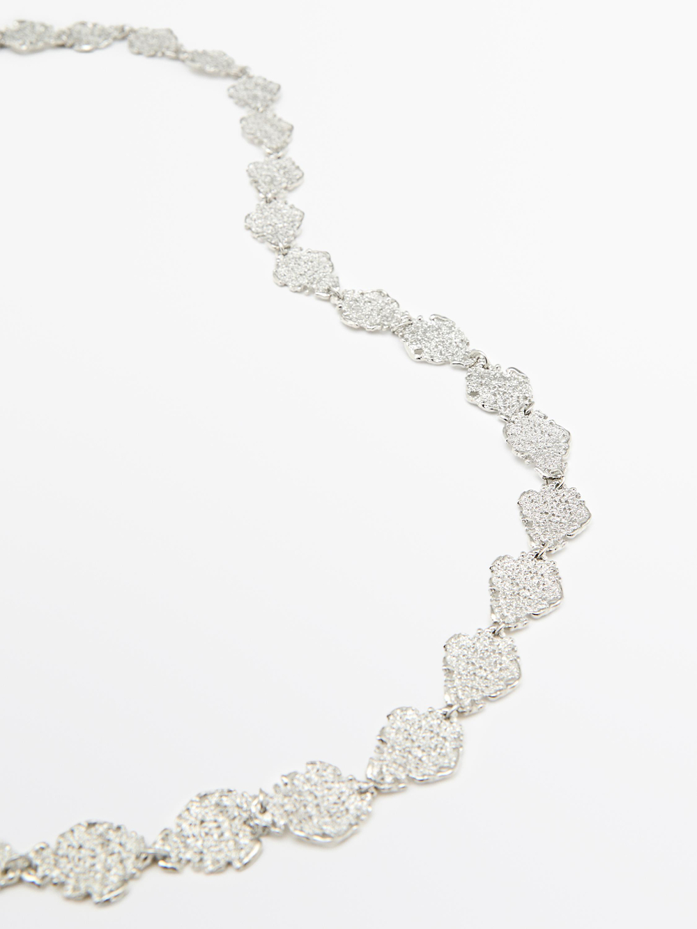 Massimo Dutti Длинное многофункциональное кружевное ожерелье, серебряный