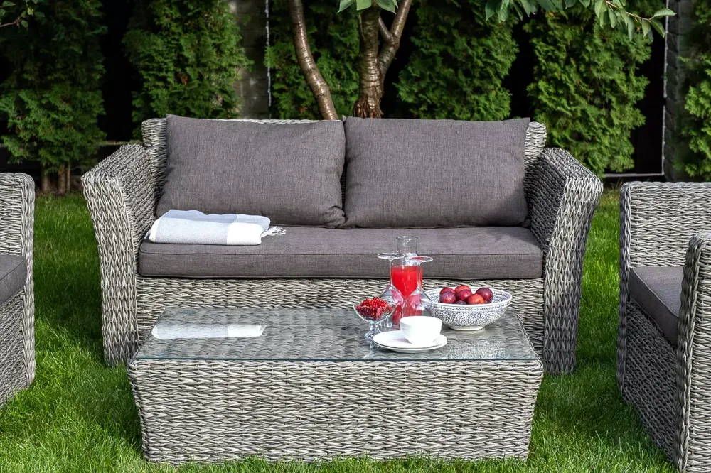 "Капучино" журнальный столик из искусственного ротанга (гиацинт), цвет серый